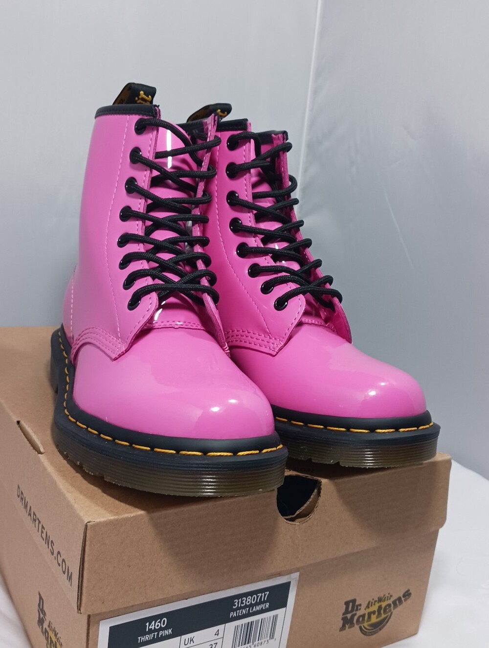 Dr. Martens 1460 Pink Patent Lamper Boots NIB – Women’s US 6 ✨🩷 - Picture 12 of 16